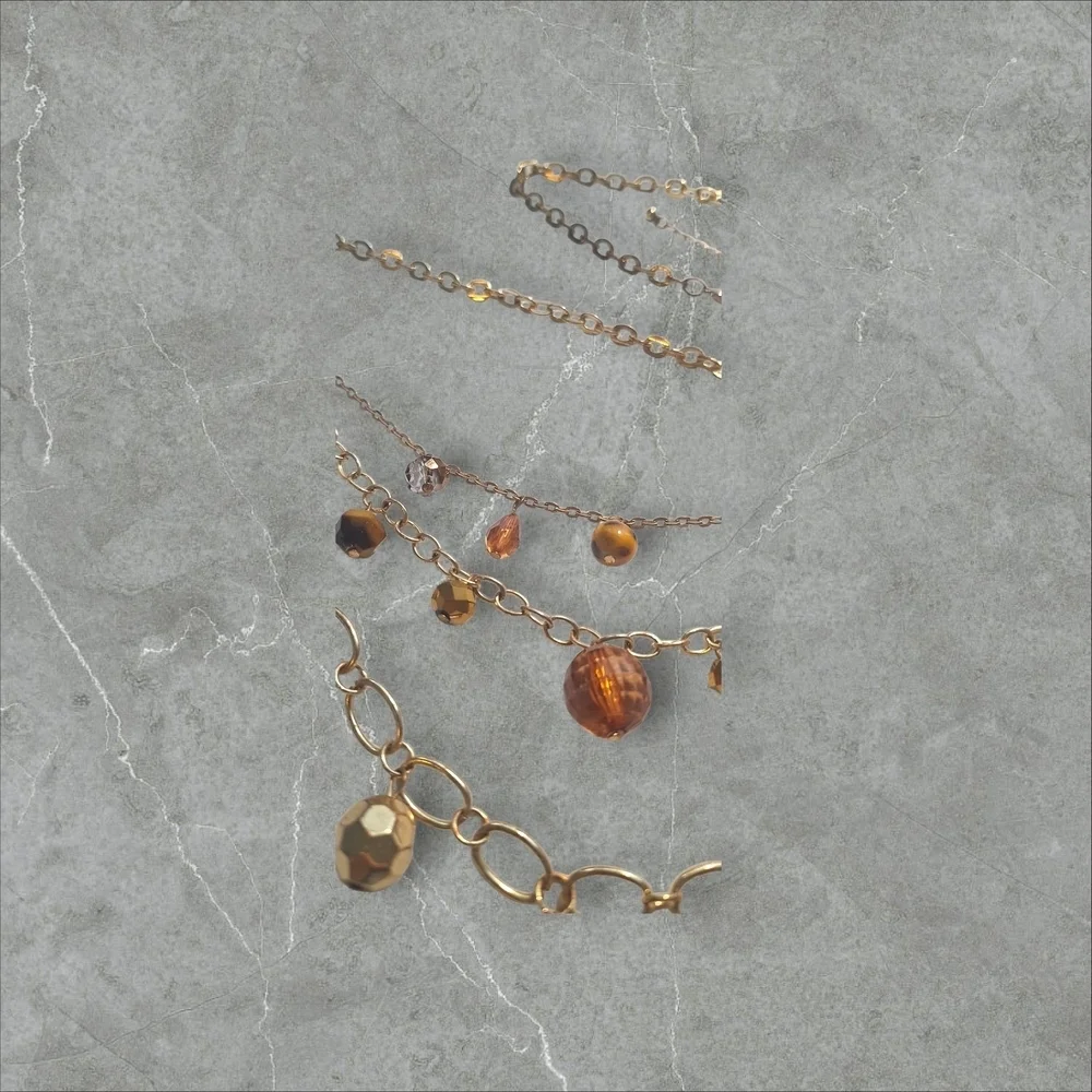 Gold and Brown Nature-Inspired Necklace with Crystal Accents